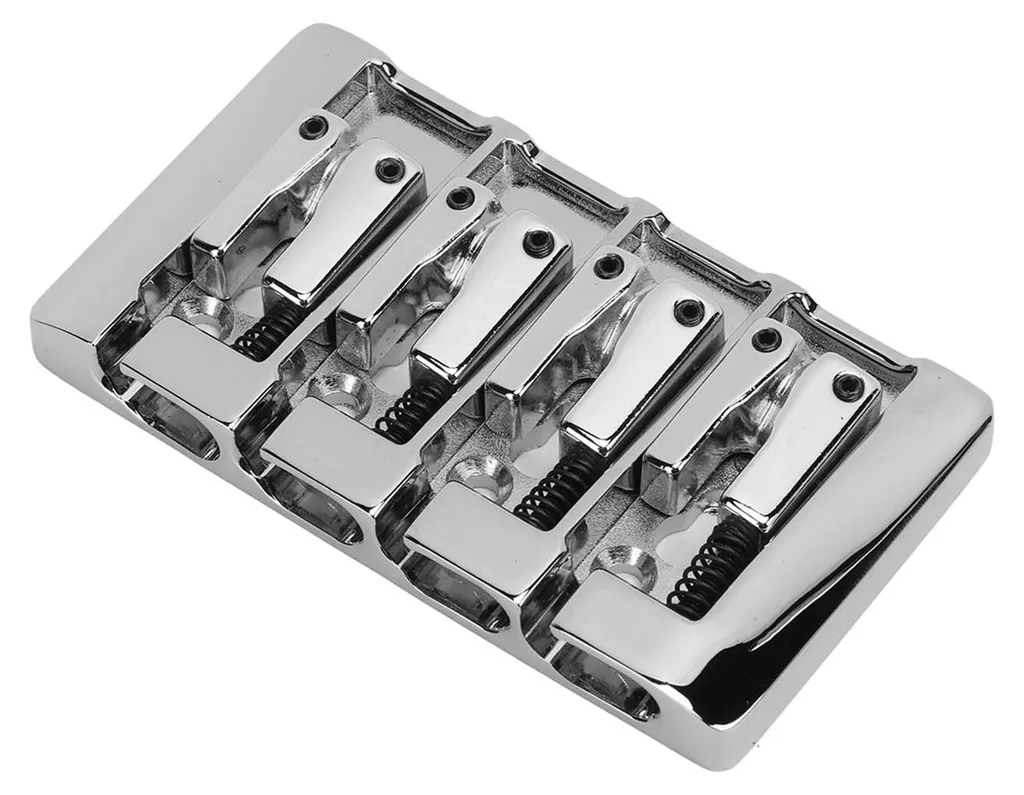 Chevalet Basse 4 Cordes Métal Robuste avec Pontets Réglables Argenté