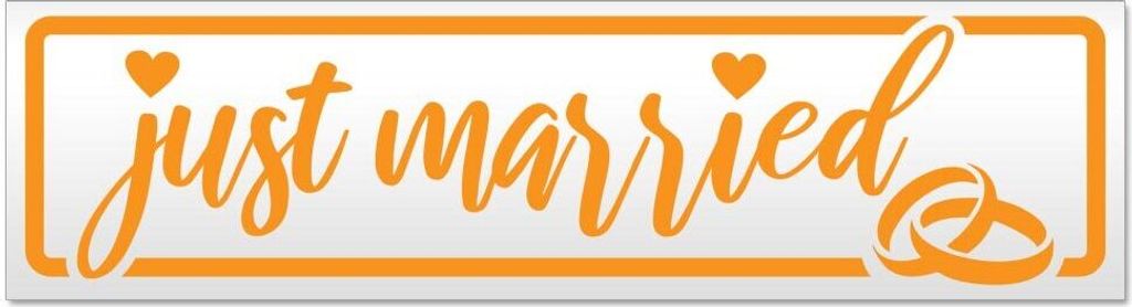 Kiwistar - Autoaufkleber - Orange - 60 x 16 cm - Just Married Ringe Hochzeit - Hinweis Aufkleber Sticker für Auto, Kfz, Fahrrad, PKW, LKW