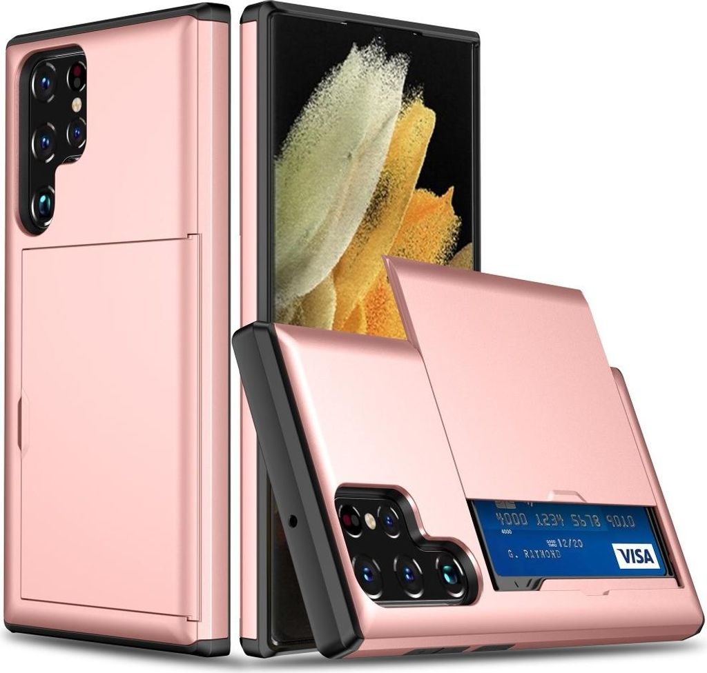 Samsung Galaxy S25 Ultra Hülle - Coverup Hybrid Card Slider Back Cover - Roségold