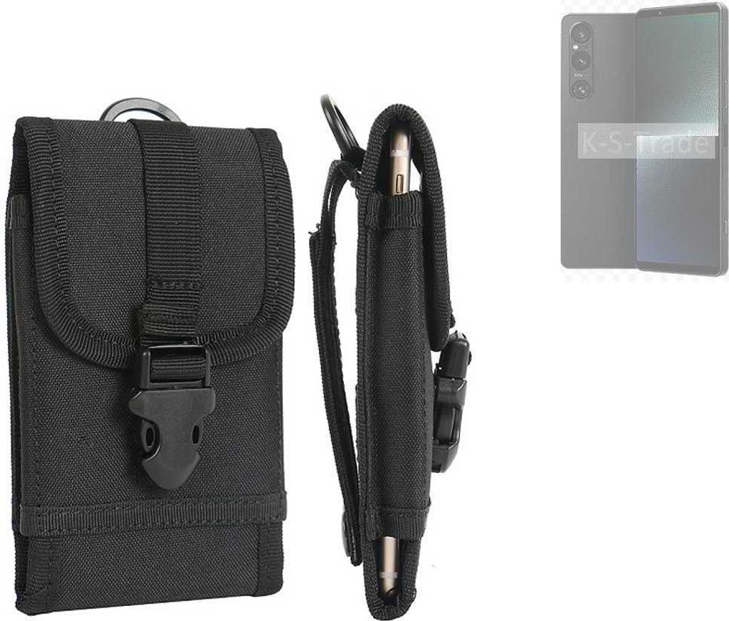 K-S-Trade Holster Handy Hülle kompatibel mit Sony Xperia 1 V Holster Handytasche Gürtel Tasche Schutz Hülle Robust Outdoor schwarz