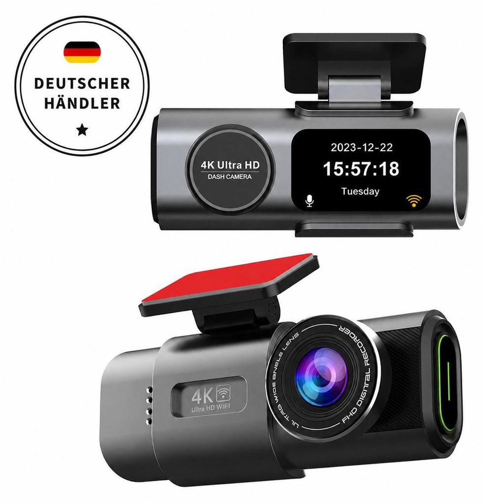 Dashcam 4K Auto Kamera vorne hinten – GPS Dash Cam mit Produktbild 