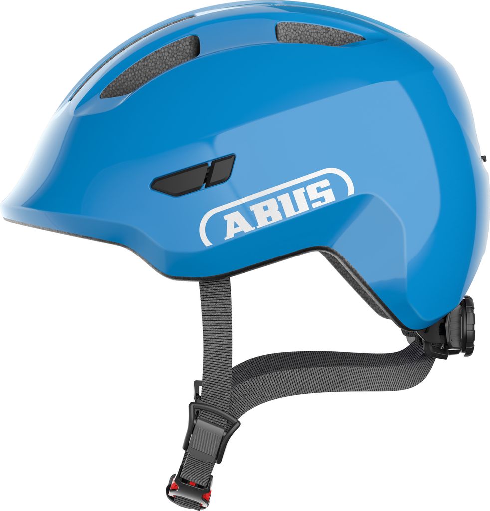 ABUS Kinderhelm Smiley 3.0 - Fahrradhelm mit tiefer Passform, kindergerechten Designs & Platz für einen Zopf - für Mädchen und Jungs - Blau Glä...