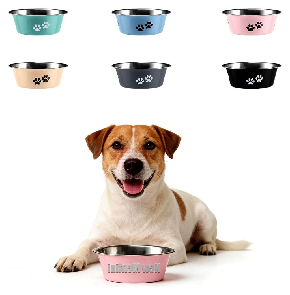 Personalisierter Edelstahl Hundenapf mit Namensgravur, rutschfester Silikonboden für große, mittelgroße und kleine Hunde, Trinknapf für Hunde (...