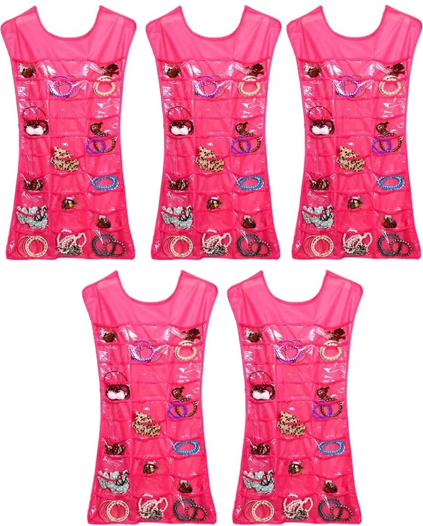 Set 5 Organizzatore Gioielli Armadio Rosa 75x42cm | Portagioie Abito 30 Tasche