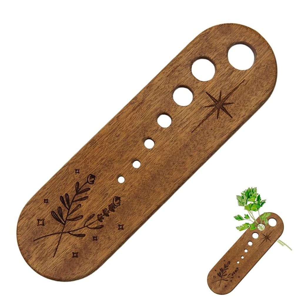 Kräuterabstreifer aus Holz – Herb Stripper für Petersilie, Koriander & Kräuter, Küchenhelfer aus Walnussholz für Küche & Profiköche