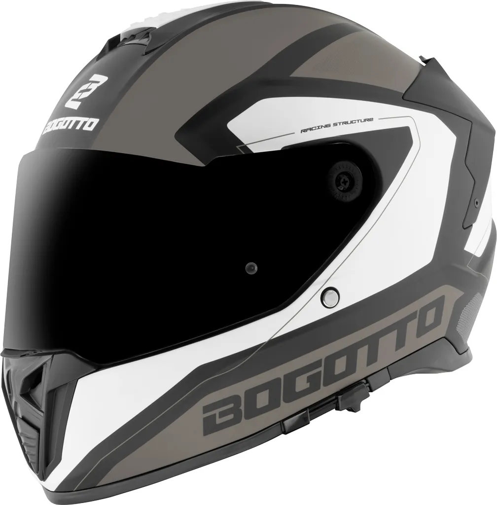 Bogotto FF122 BGT casque intégral gris blanc 2XL à ventilation active