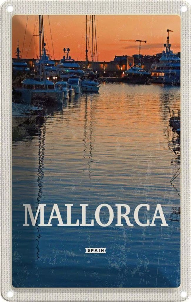 vianmo Blechschild 18x12 cm Mallorca Spain Sonnenuntergang Bildmotiv Reisemotiv Abenteuer Reisen Urlaub