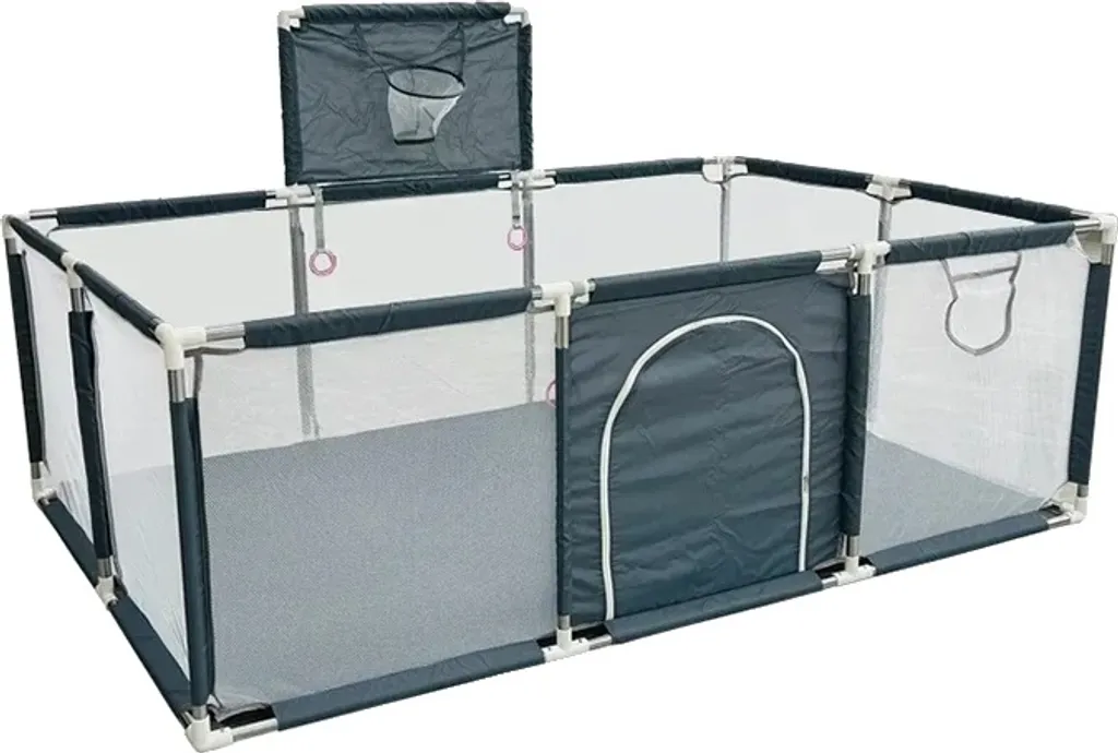 Aire de jeux sécurisée pour bébés - Surface d'activités grise 180x150