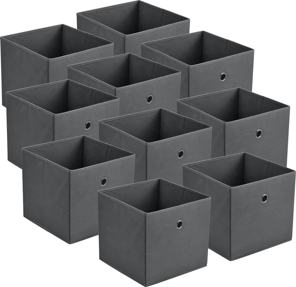 Boîte de rangement pliante en lot de 10 en.casa boîte tissu gris