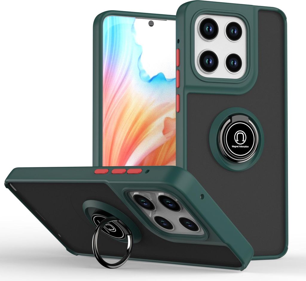 Hülle für Motorola Moto G Stylus 5G 2025 Matte Transluzent TPU Stoßfest Schutzhülle mit Ring Halter Ständer dunkelgrün