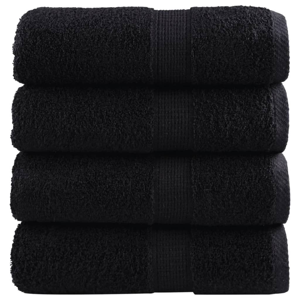 "im Angebot" Premium Waschhandtücher SOLUND 4 Stück Schwarz 30x30 cm 600 g/m² - Duschtücher CC418