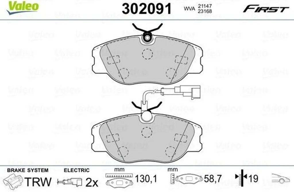 Plaquettes de frein avant Valeo 302091 pour Alfa Romeo 155 et GTV 916