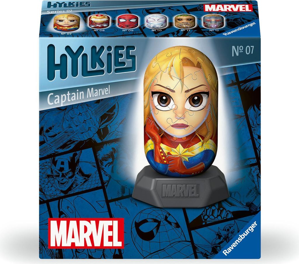 Ravensburger Hylkies: Marvel Sammelfiguren zum selbst zusammenbauen - Figur Nr.07 - Captain Marvel - Aufbauen, Verlieben