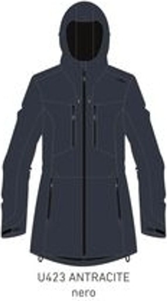 Cmp Woman Long Jacket Fix Hood Antracite 38