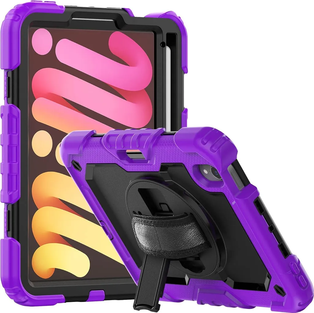 Custodia Professionale iPad Mini 6 con Tracolla Viola - Ideale Lavoro
