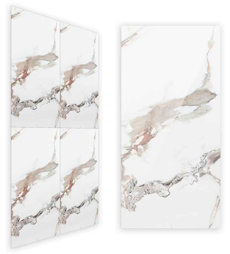 Vigevee Wandpaneele 120×60 cm, weiß-gold-marmoriert, Verbundmaterial – 4er-Set
