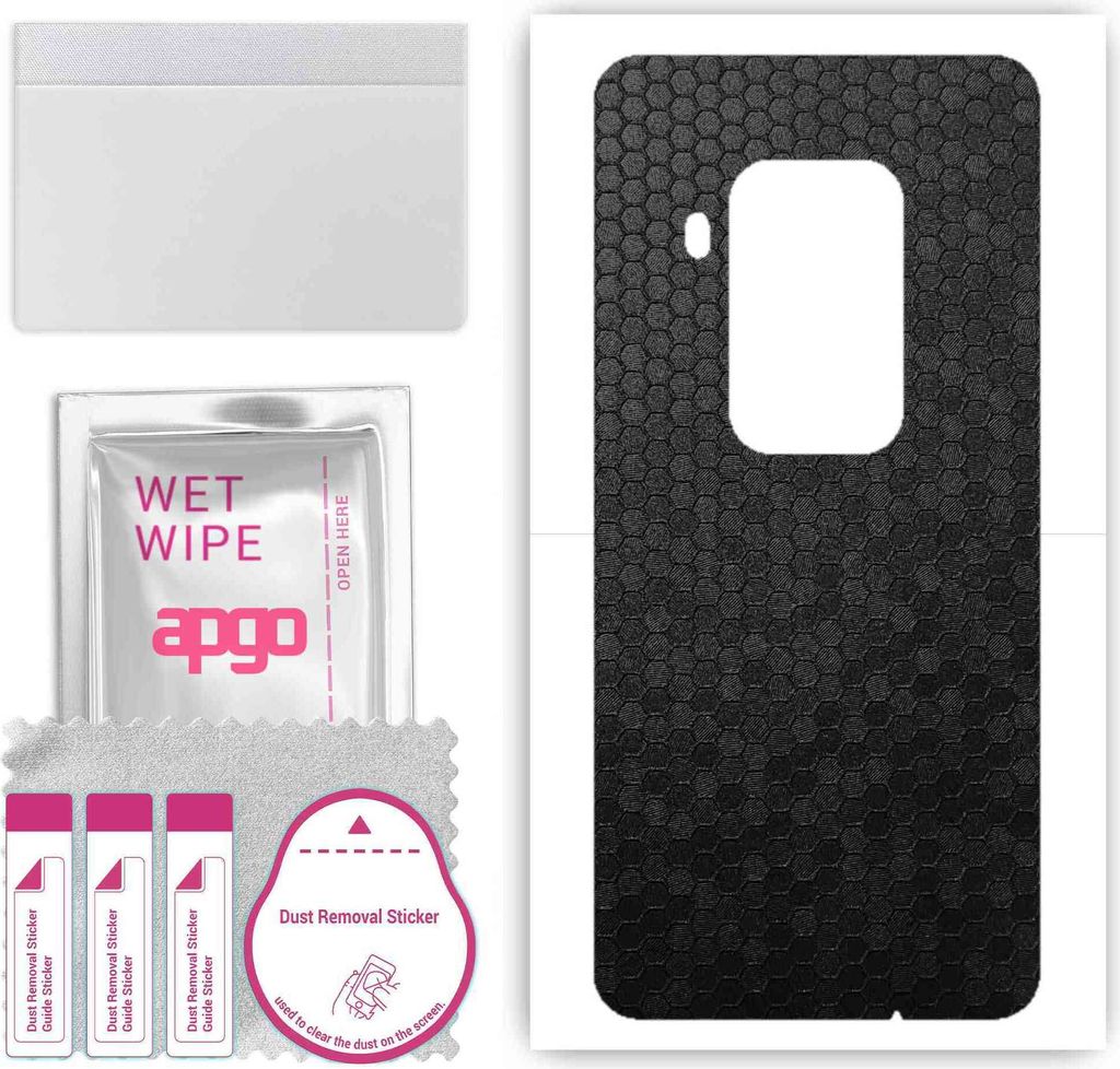 apgo Rückseite Schutzfolie, Skin, kompatibel mit Motorola One Zoom, Hinten Displayschutzfolie aus Vinylfolie, kratzfest, einfache Montage - Schwar...