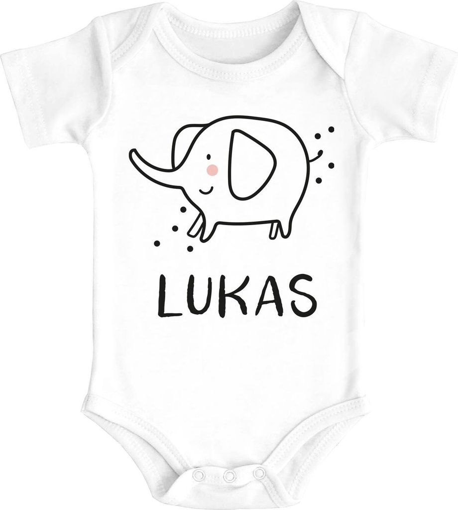 Baby Body mit Namen bedrucken lassen Elefant lustige Produktbild 