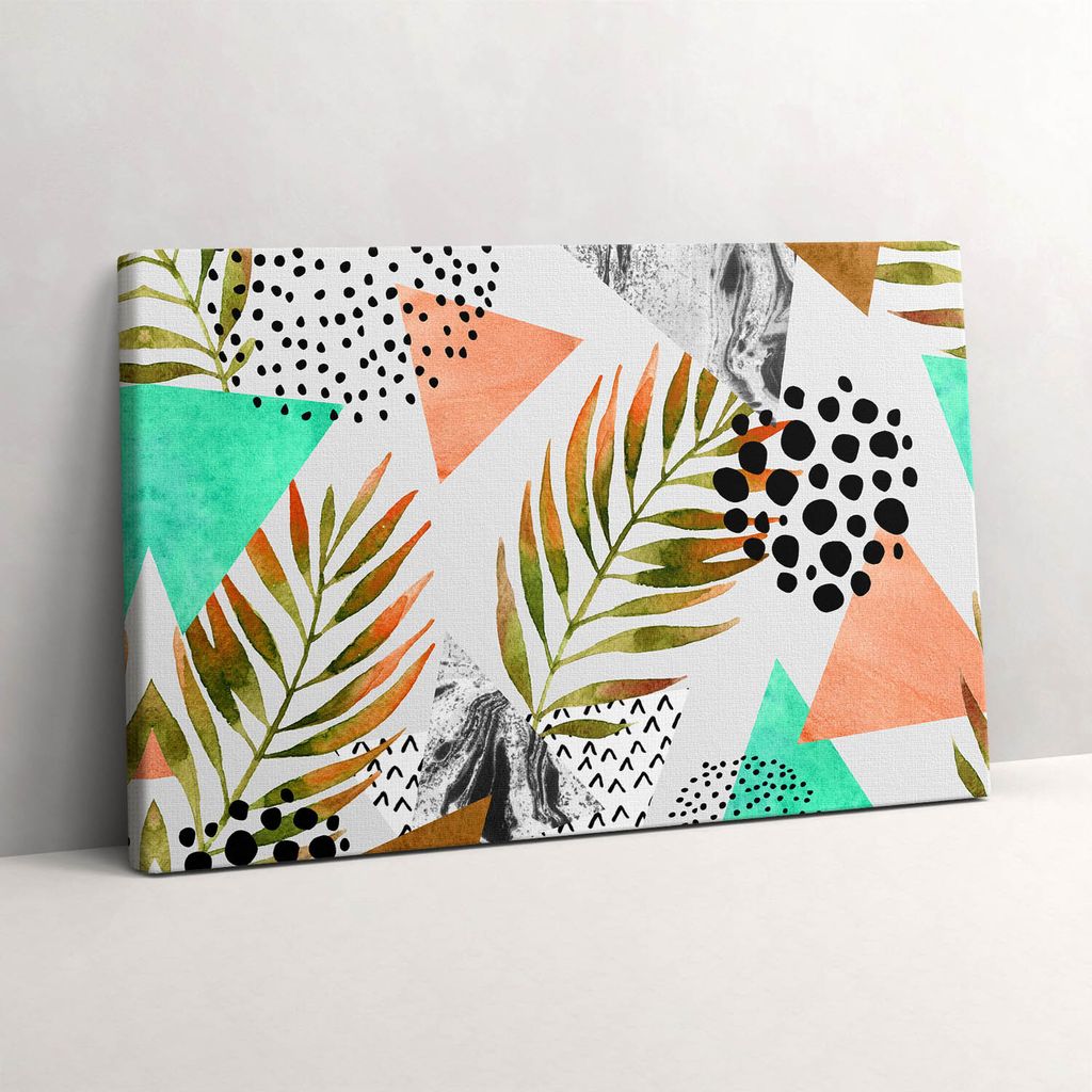 Geometrisches abstraktes Sommermuster – Leinwandbild Wandbild – 60x40 cm – Leinwandbilder – Wandbilder – Schlafzimmer – Flur