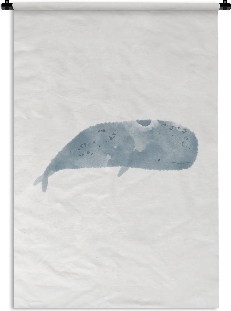 MuchoWow Wandteppich Wandbehang Pottwal - Tiere - Meer - Aquarell 90x135 cm Tapisserie Dekoration Wandtuch - Baumwolle - Wandskulptur