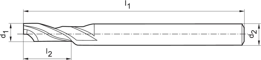 FORMAT Einzahnfräser WN TiN2 HSSE 10 mm für Alu, Durchmesser:3,00 mm, Schneidstoff:HSS Co11, Schneidenlänge:12,00 mm