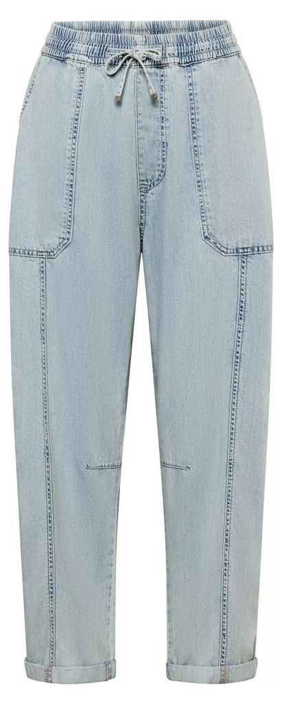LCMT Serie Jogpant Hose, hellblau, Größe 36, Denimlook, verkürztes Bein, elastischer Bund, aufgesetzte Taschen