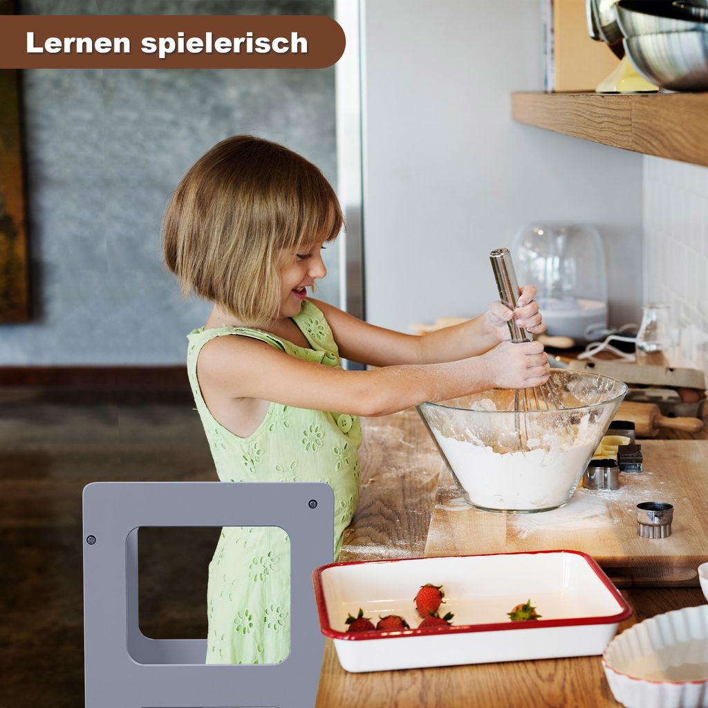 Baby Vivo Lernturm aus Holz - Mit Tafel in Grau Produktbild 4