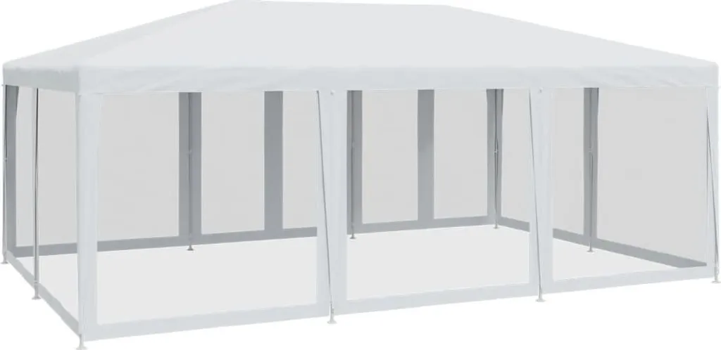 Tente de fête 6x4 m HDPE blanche avec 10 murs en maille respirante Pro