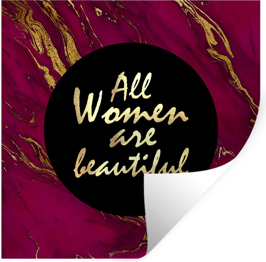 MuchoWow Wandtattoo Wandsticker Wandaufkleber Zitat - Frau - Gold - Bordeaux 100x100 cm Selbstklebend und Repositionierbar - Wierderverwendbar - ...