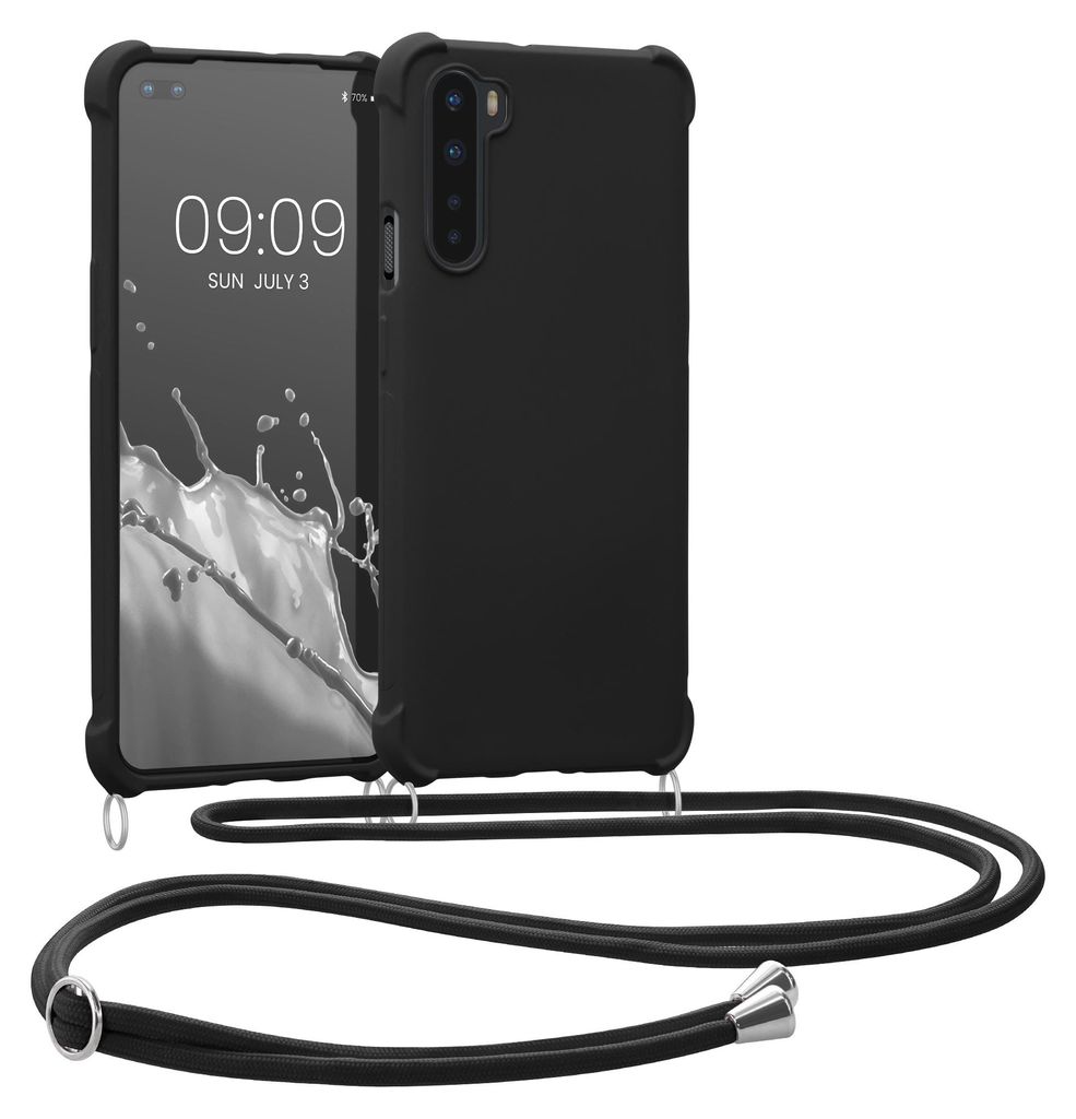 kwmobile Necklace Case kompatibel mit OnePlus Nord Hülle - Cover mit Kordel zum Umhängen - Silikon Schutzhülle Schwarz