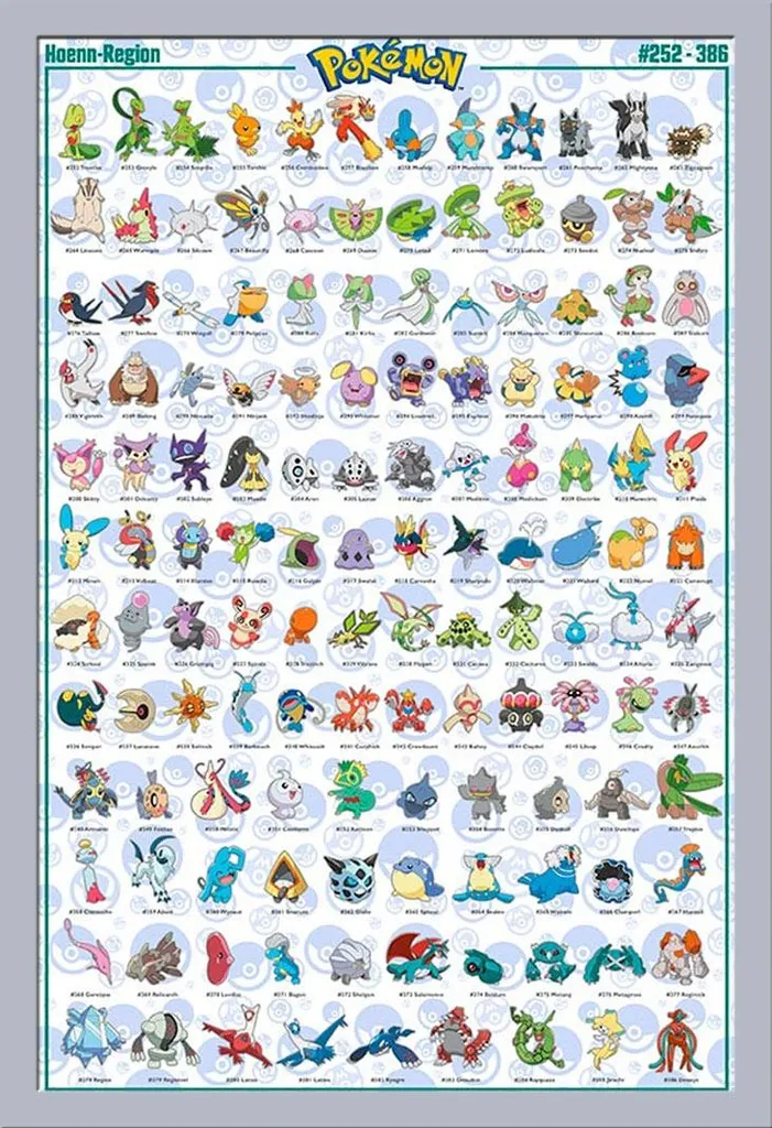 OFFERTA Set Pokémon Hoenn: Poster Maxi + Cornice Argento Shinsuke