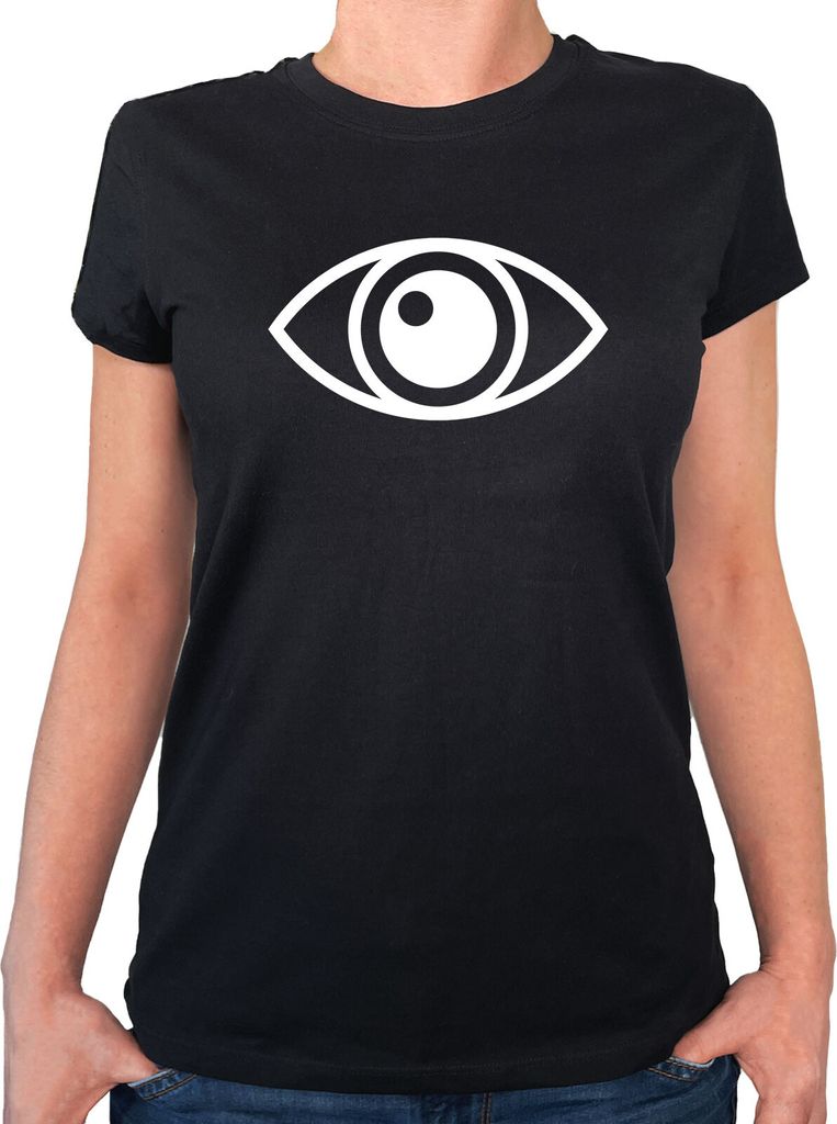 Huuraa Damen T-Shirt Auge Eye S Black Bio Baumwolle Fairtrade Damenshirt Geschenkidee