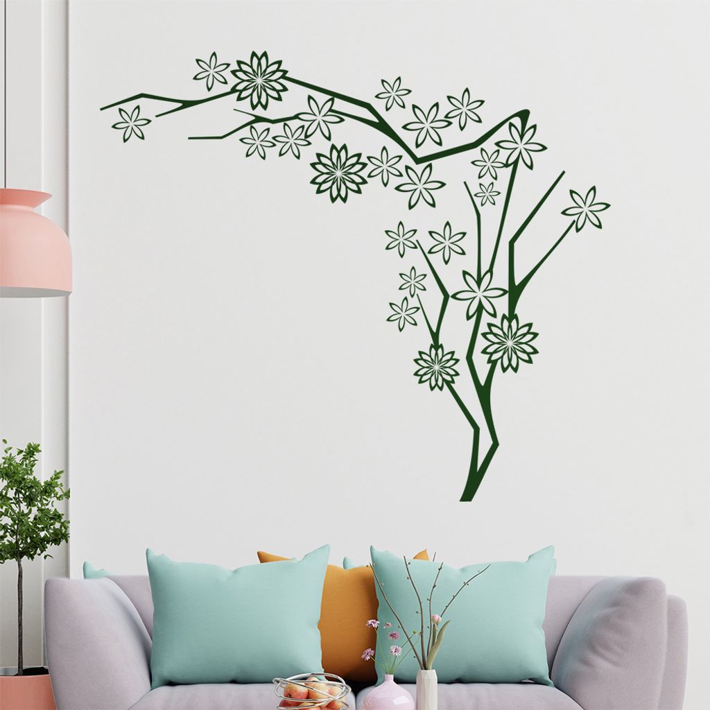 Stern - blüten - Zweig Wandtattoo in 6 Größen - Wandaufkleber Wall Sticker - Dekoration, Küche, Wohnzimmer, Schlafzimmer, Badezimmer