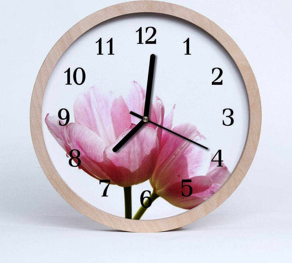 Holzuhr 20fi cm wanduhr - Tulpen Blumen