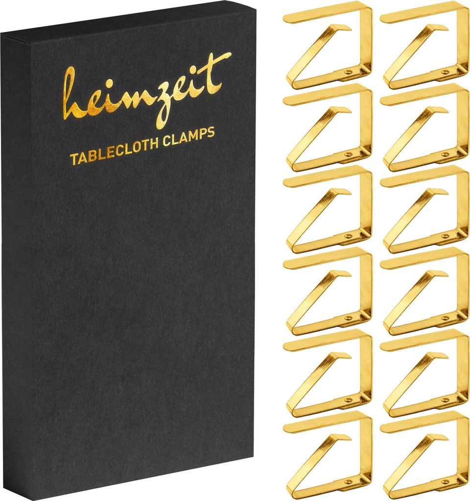 12x Tischdeckenklammern 6,5 cm Gold Edelstahl Produktbild 