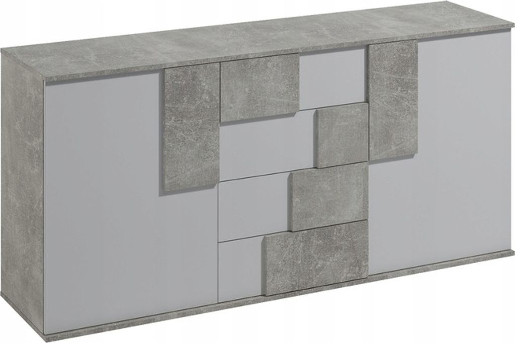 Masseno Kommode ESTRADA 181 cm Sideboard mit 4 Schubladen und 2 Türen für Wohnzimmer Schlafzimmer Modern 181x45x85 cm Taupe / Weiß