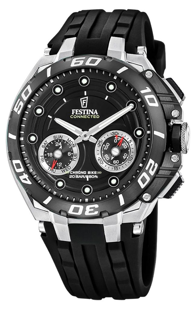 Festina F20763/3 Chrono Bike Connected Chronograph Uhr Herrenuhr Silikon Chrono Datum schwarz