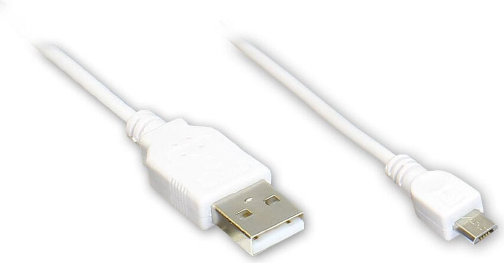 Anschlusskabel USB 2.0 Stecker A an Stecker Micro B, weiß, 1,8m, Good Connections