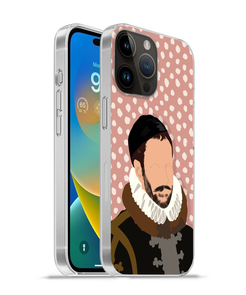 MuchoWow Handyhülle Schutzhülle Hülle für Apple iPhone 14 Pro - Softcase Pastell - Wilhelm von Oranien - Tupfen - Alte Meister Silikon Softca...