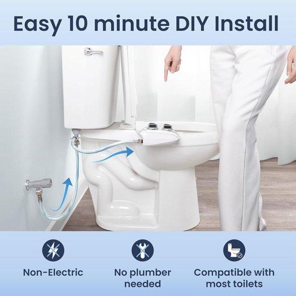 Famanu Bidet-WC-Aufsatz mit Doppelstrahler und 360° Selbstreinigung - Weiß