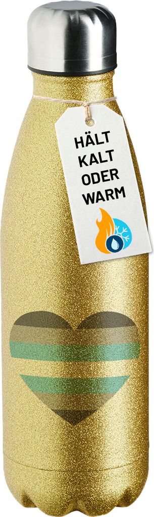 Huuraa Trinkflasche Demiboy Pride Flagge LGBTQ Herz 500ml Gold Edelstahl Wasserflasche Trinkflasche Geschenkidee