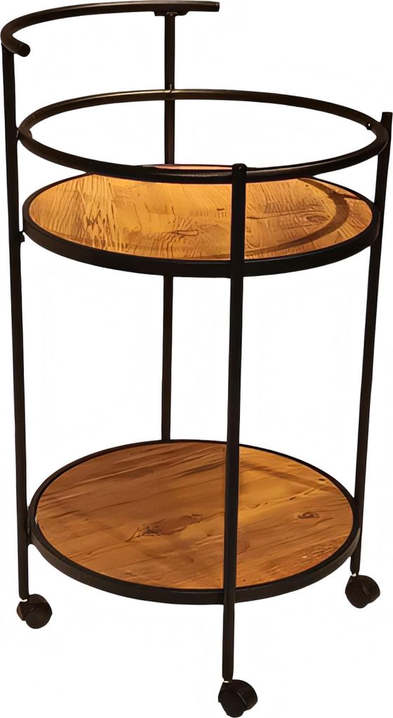 Eleganter Servierwagen aus Holz und Edelstahl in Braun