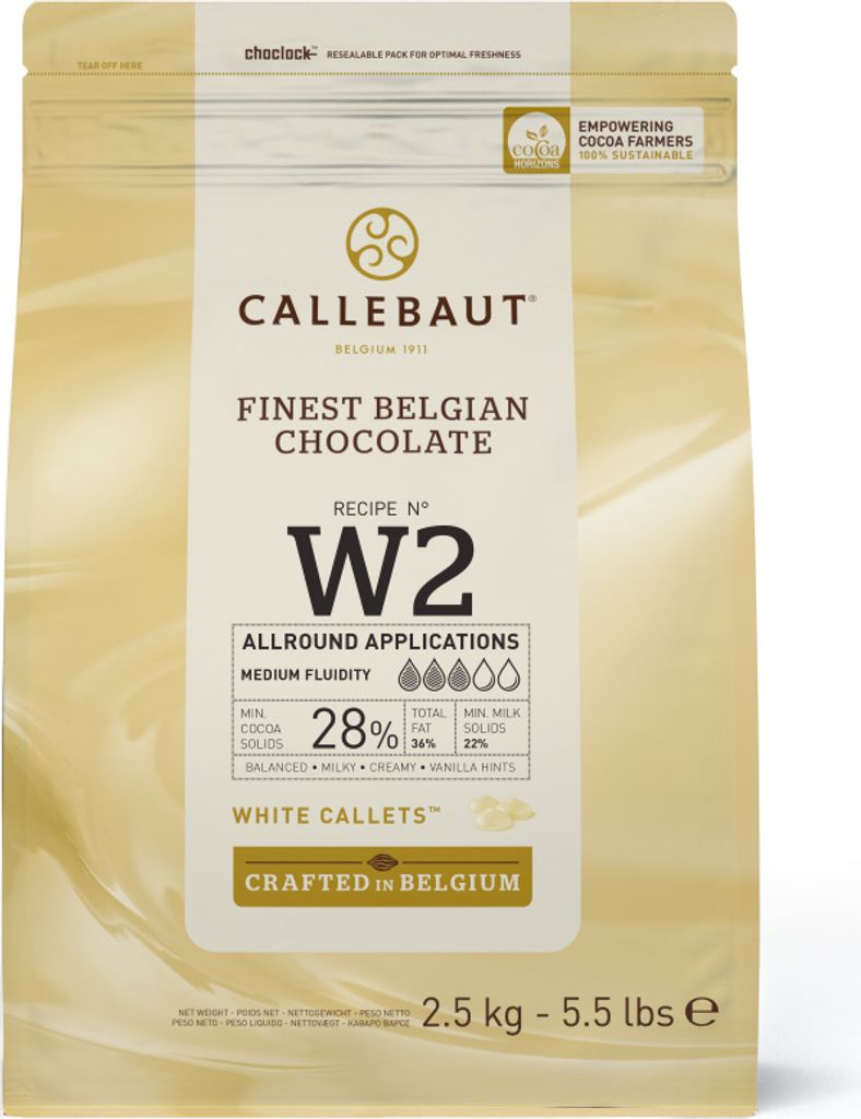 Recipe n° W2 Callebaut weiße Schokoladenkuvertüre, Callets Produktbild 