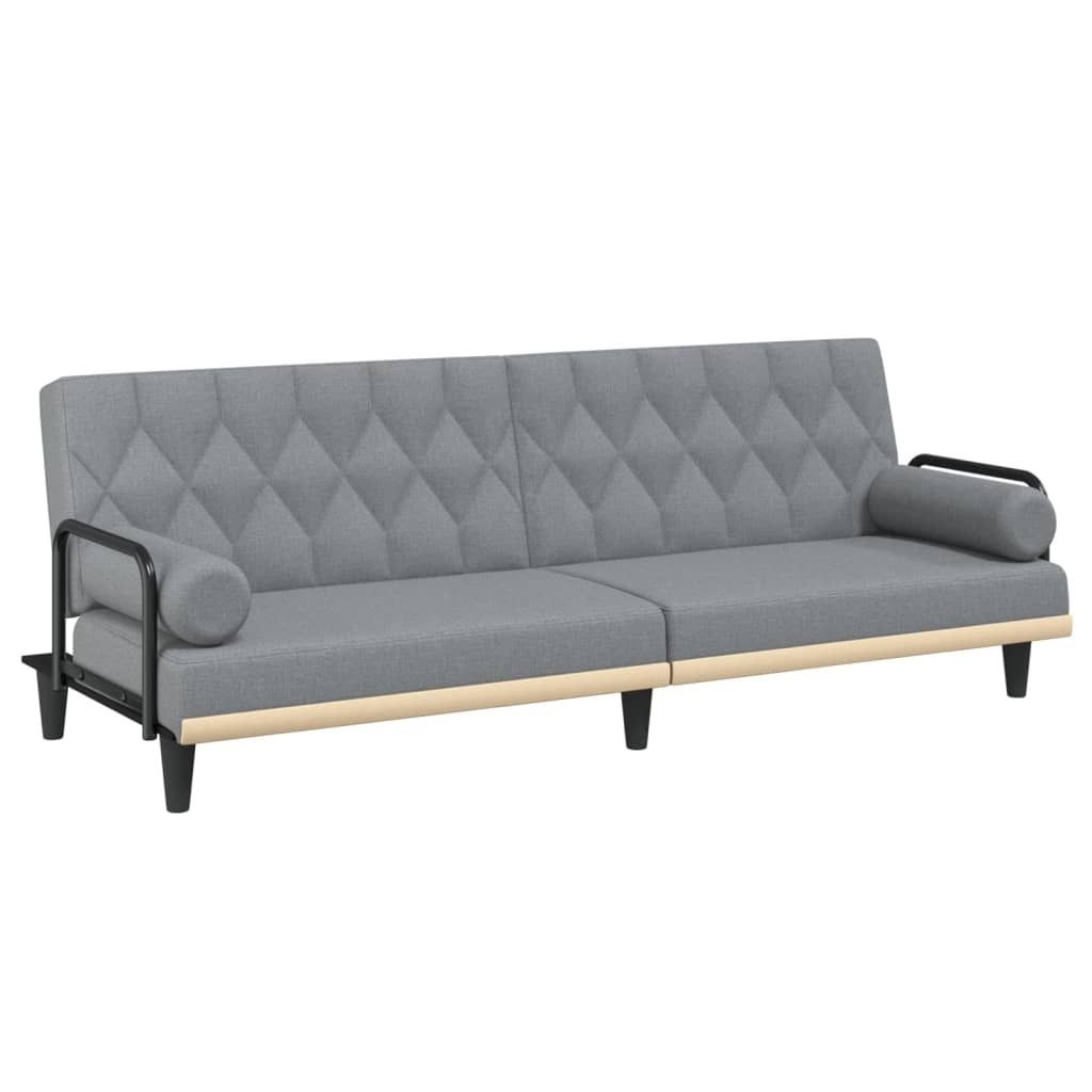 vidaXL Schlafsofa mit Armlehnen Hellgrau Stoff