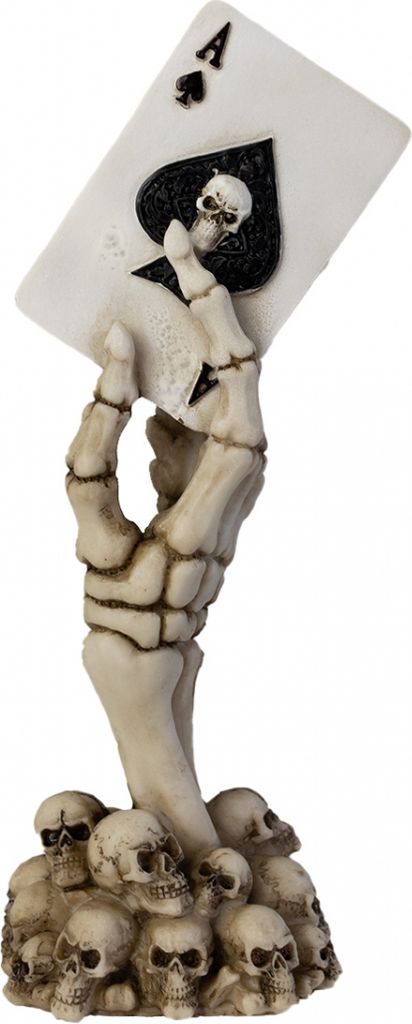 Skeletthand mit Pik Ass als Gothic Deko