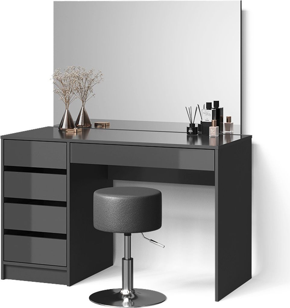 Schminktisch-Set Livinity Imola Anthrazit 120 cm mit Hocker, Model 52374
