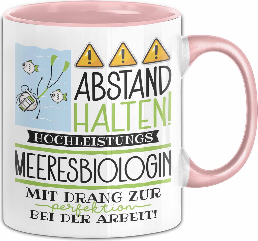 Meeresbiologin Tasse Geschenk Lustig Abstand Halten Hochleistungs-Meeresbiologin Mit Drang Zur Perfektion Bei Der Arbeit (Rosa)