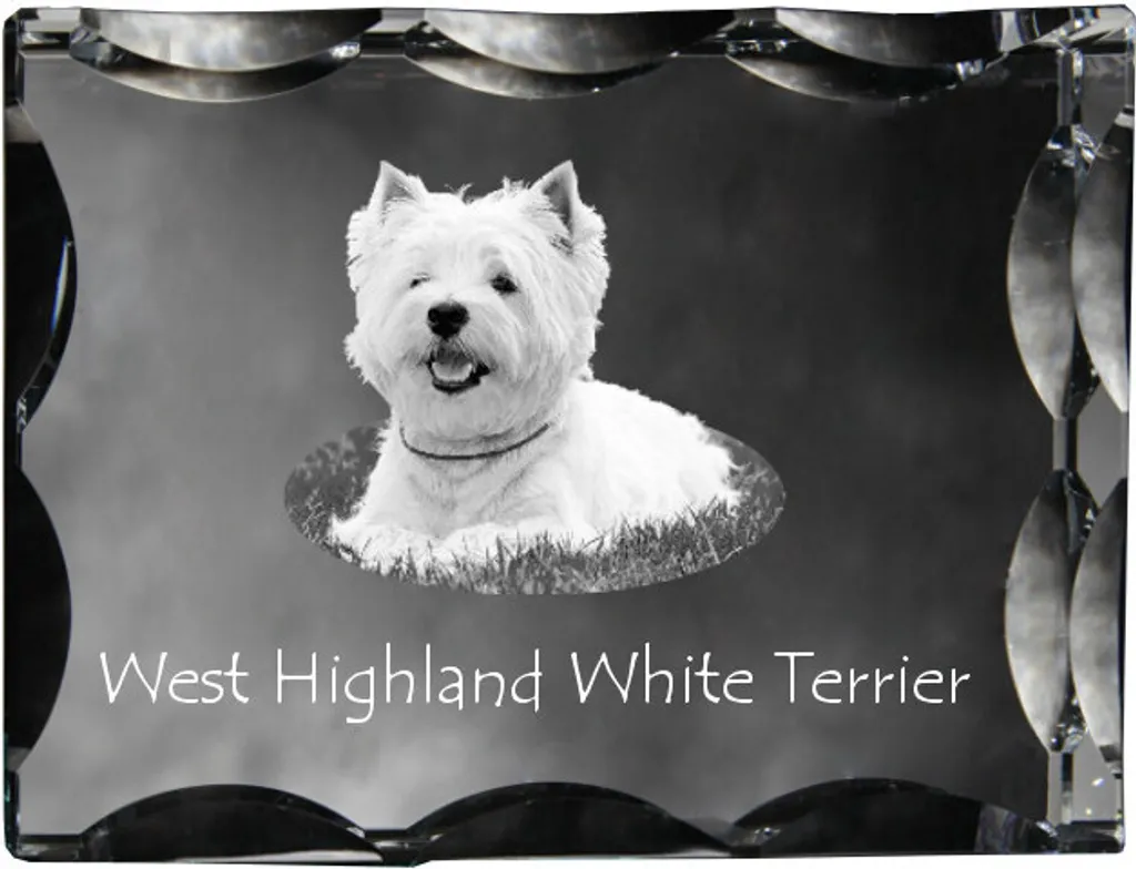 Cadeau pour maître de Westie : statuette en verre souvenir chien