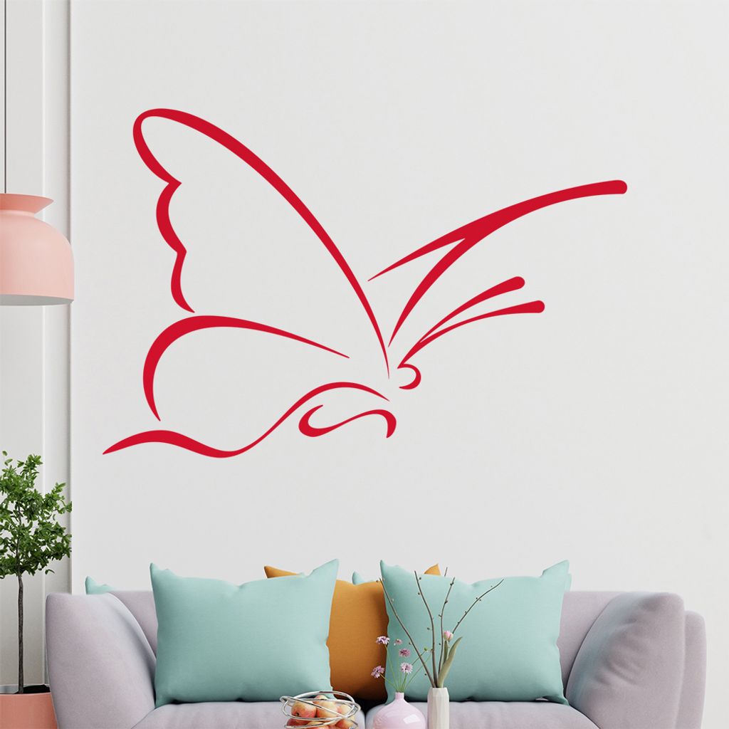 Schmetterling Linien Wandtattoo in 6 Größen - Wandaufkleber Wall Sticker - Dekoration, Küche, Wohnzimmer, Schlafzimmer, Badezimmer