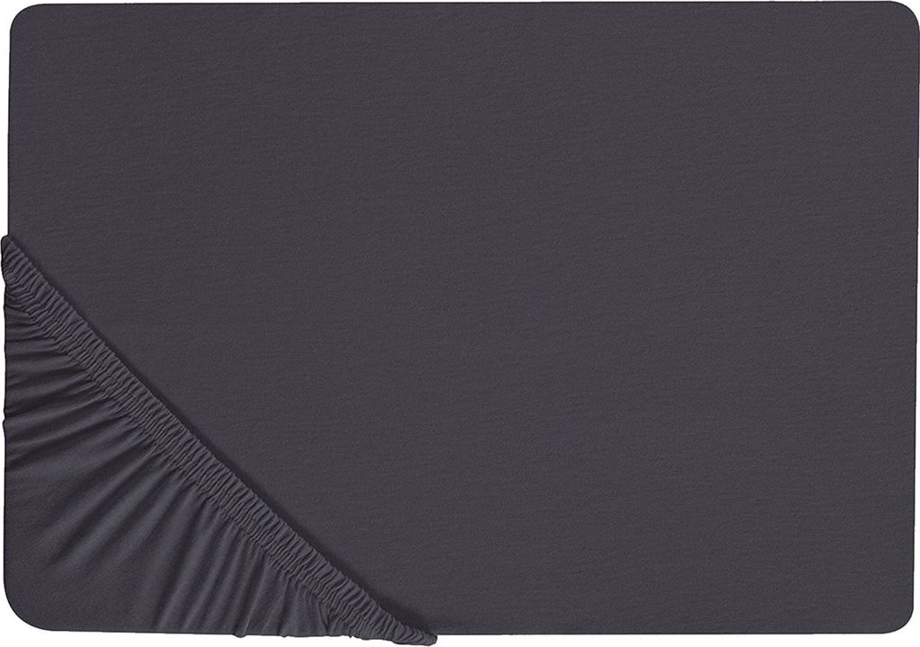 BELIANI Spannbettlaken Schwarz Baumwolle mit Gummizug 200 x 200 cm groß Betttuch für Klassische Hohe Matratze Atmungsaktiv Schlafzimmer Doppelbett